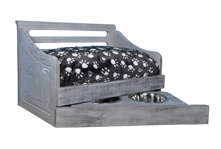 Multipurpose Wooden Pet Bed with Feeder